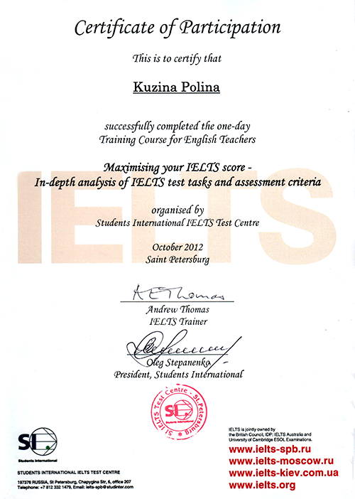 Ielts Teaching Certificate TUTORE ORG Master of Documents